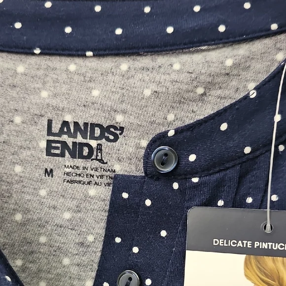 Lands' End Dark Blue Polka Dot Blouse - Picture 2 of 4